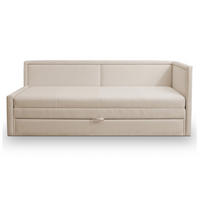 JUGENDBETT Caprili Hellbeige mit Bettkasten - Ecru/Schwarz, Kunststoff/Textil (163/189cm) - Selsey
