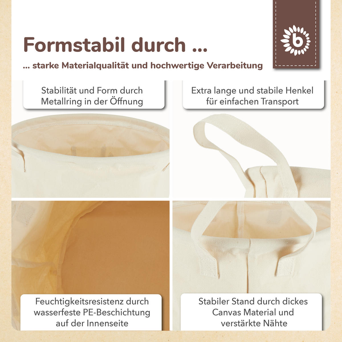 WÄSCHEKORB Igel Piksi - Beige, Textil (31/31cm) - Bieco Spielwaren