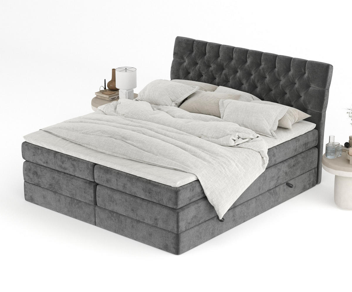 BOXSPRINGBETT Seraphine Anthrazit 180/200 cm - Anthrazit/Schwarz, Holz/Holzwerkstoff (180/200cm) - Maison de Reve