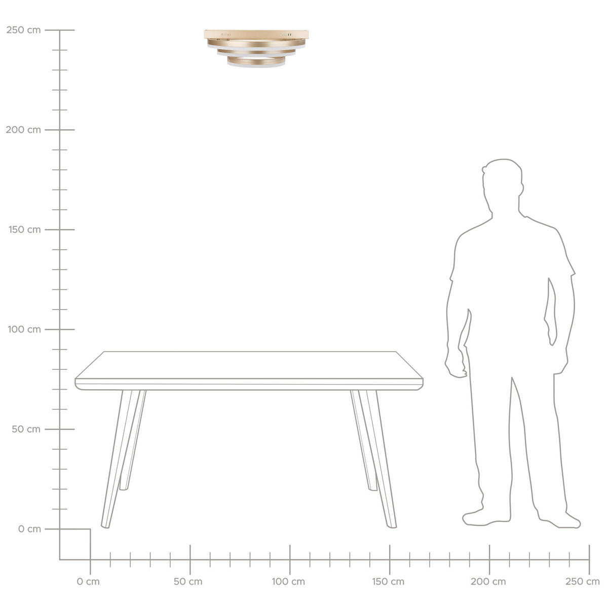 DECKENLEUCHTE Nore 52/52/20 cm - Goldfarben, Kunststoff (52/50/20cm) - Beliani