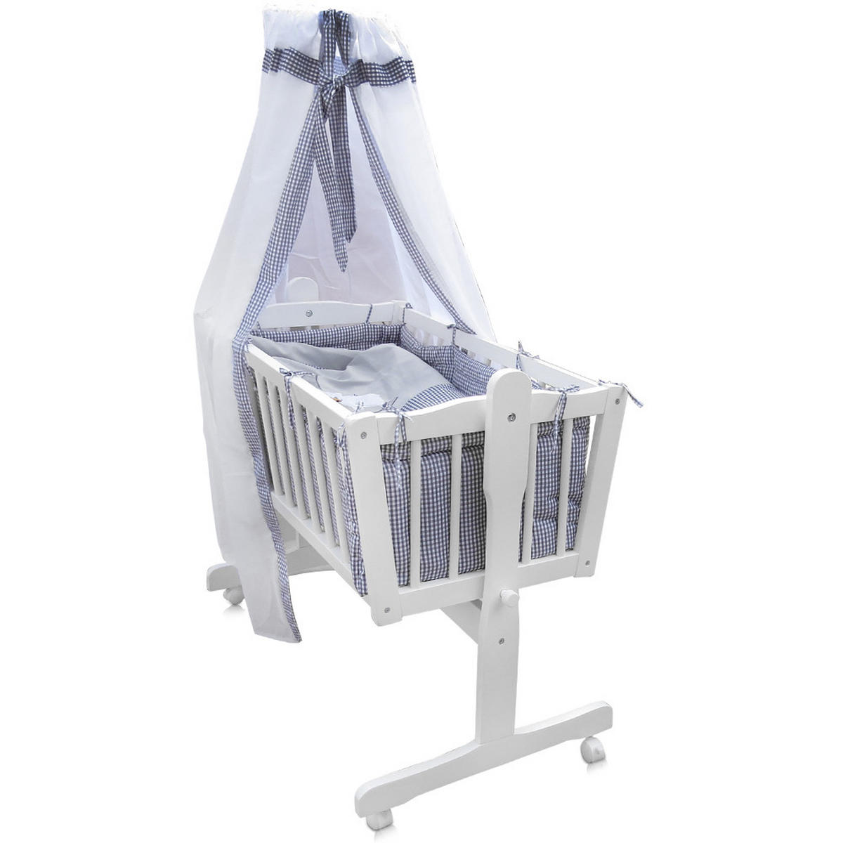 BABYBETT Weiß mit Rollen - Weiß/Grau, Holz (54/100cm) - VitaliSpa