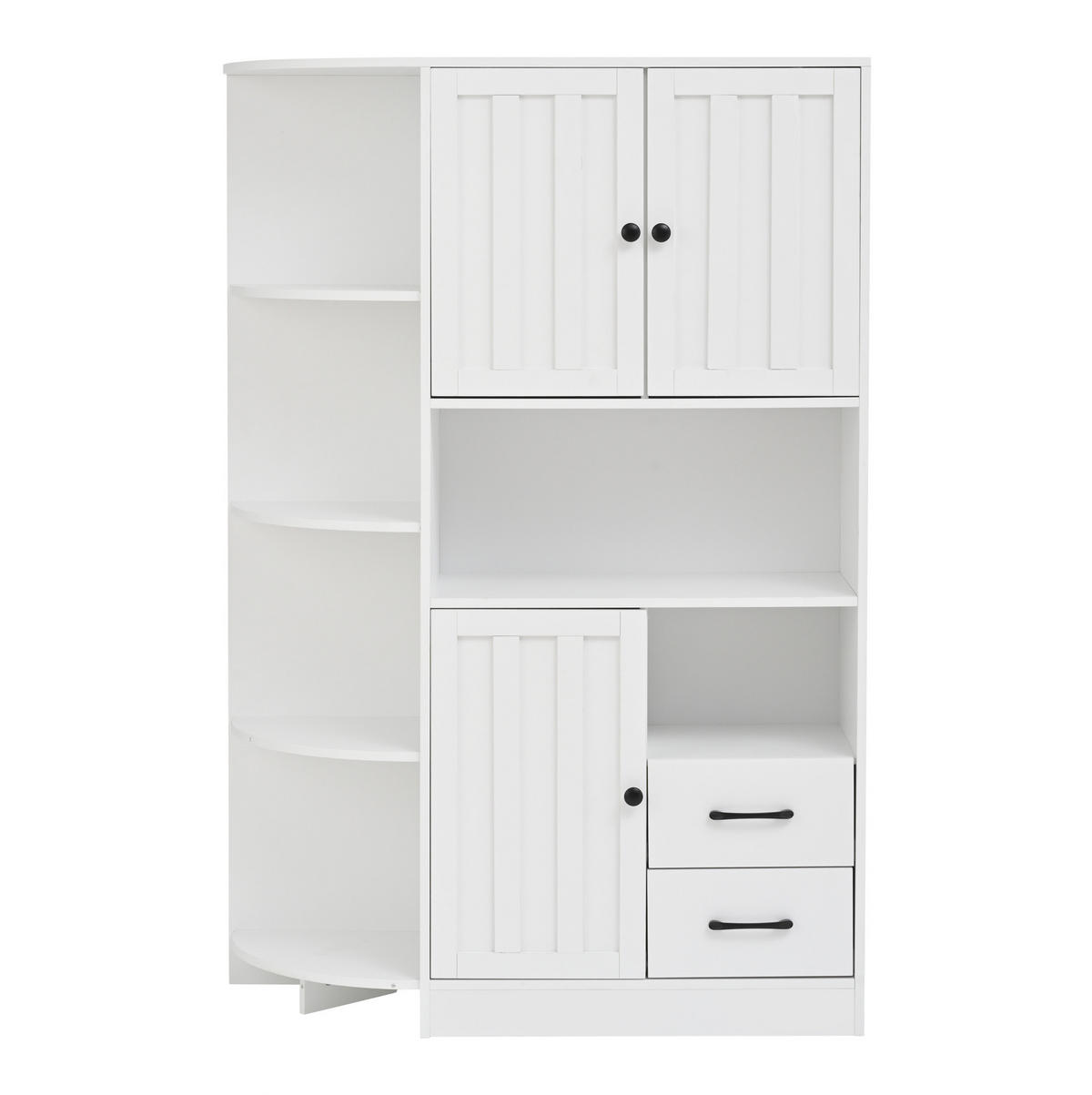ECKSCHRANK 104/35/155 cm mit 3 Türen und 2 Schubladen – Weiss - Weiß, Holzwerkstoff (104/155/35cm) - BEAOK