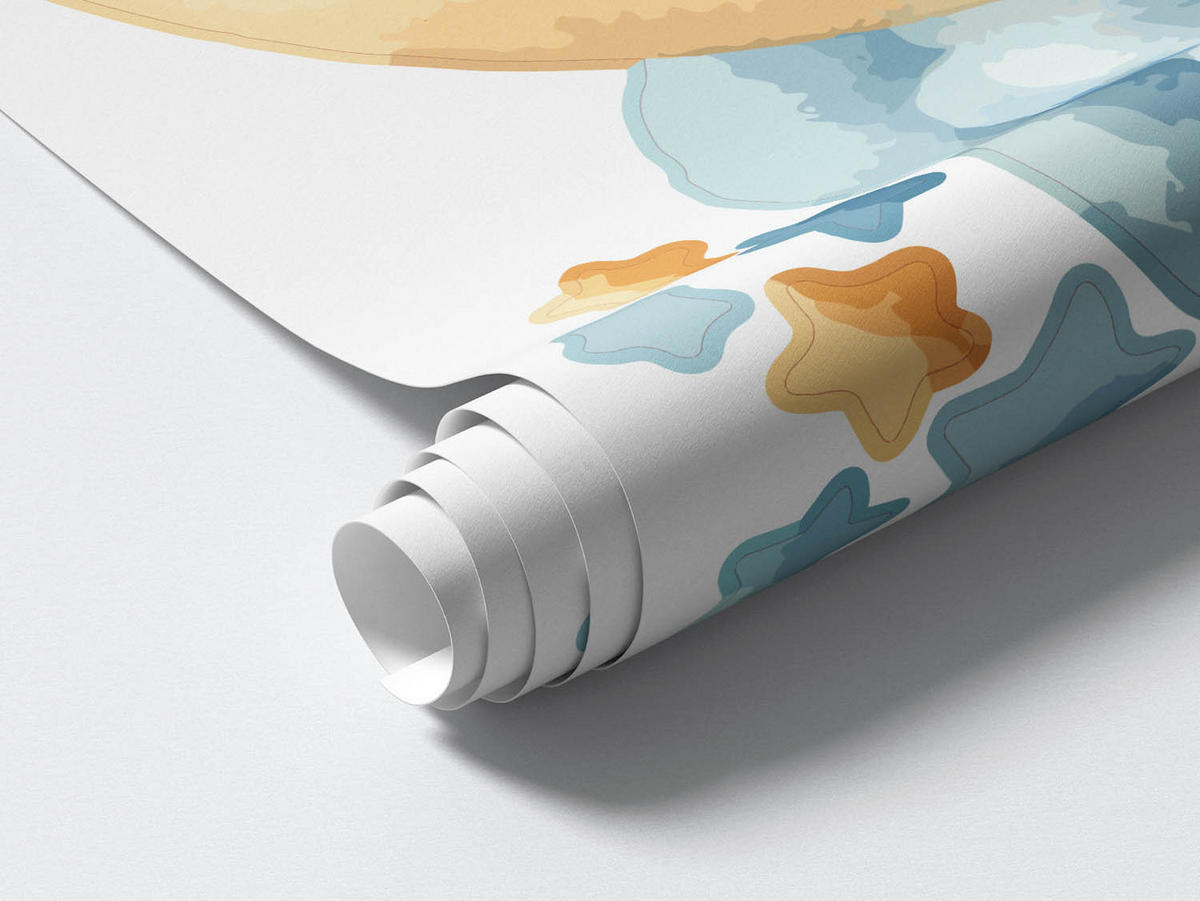 WANDAUFKLEBER 100x95cm - Süßer schlafender Bär - Multicolor, Kunststoff (100/95/0.1cm) - Wallfluent