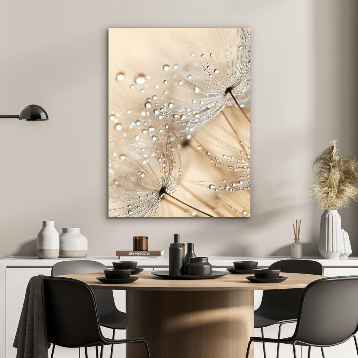 KOVOVÝ OBRAZ Púpava - Abstraktné - Príroda - Béžová 60x80 cm - hnedá, kov (60/80cm) - MuchoWow