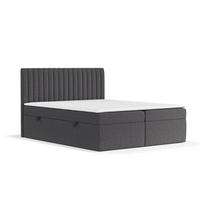 BOXBETT Spencer Anthrazit 180/200 cm mit Matratze und Topper - Anthrazit/Schwarz, Holz/Holzwerkstoff (180/200cm) - Maison de Reve