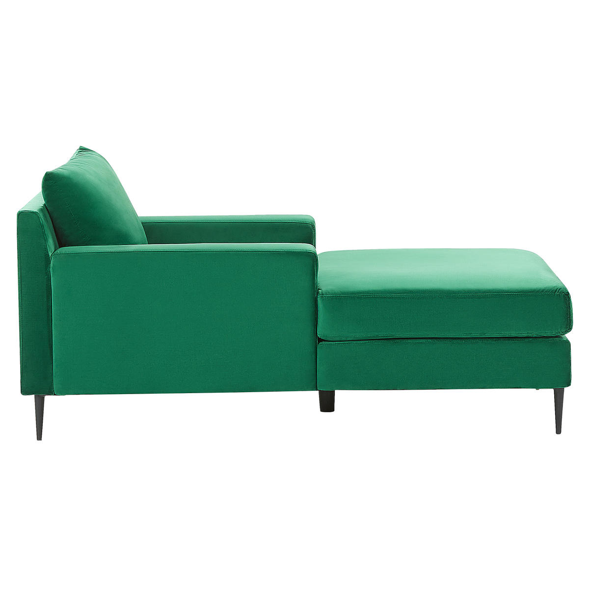 CHAISELONGUE Samtstoff grün/schwarz Gueret - Schwarz/Grün, Textil (88/73/165cm) - Beliani