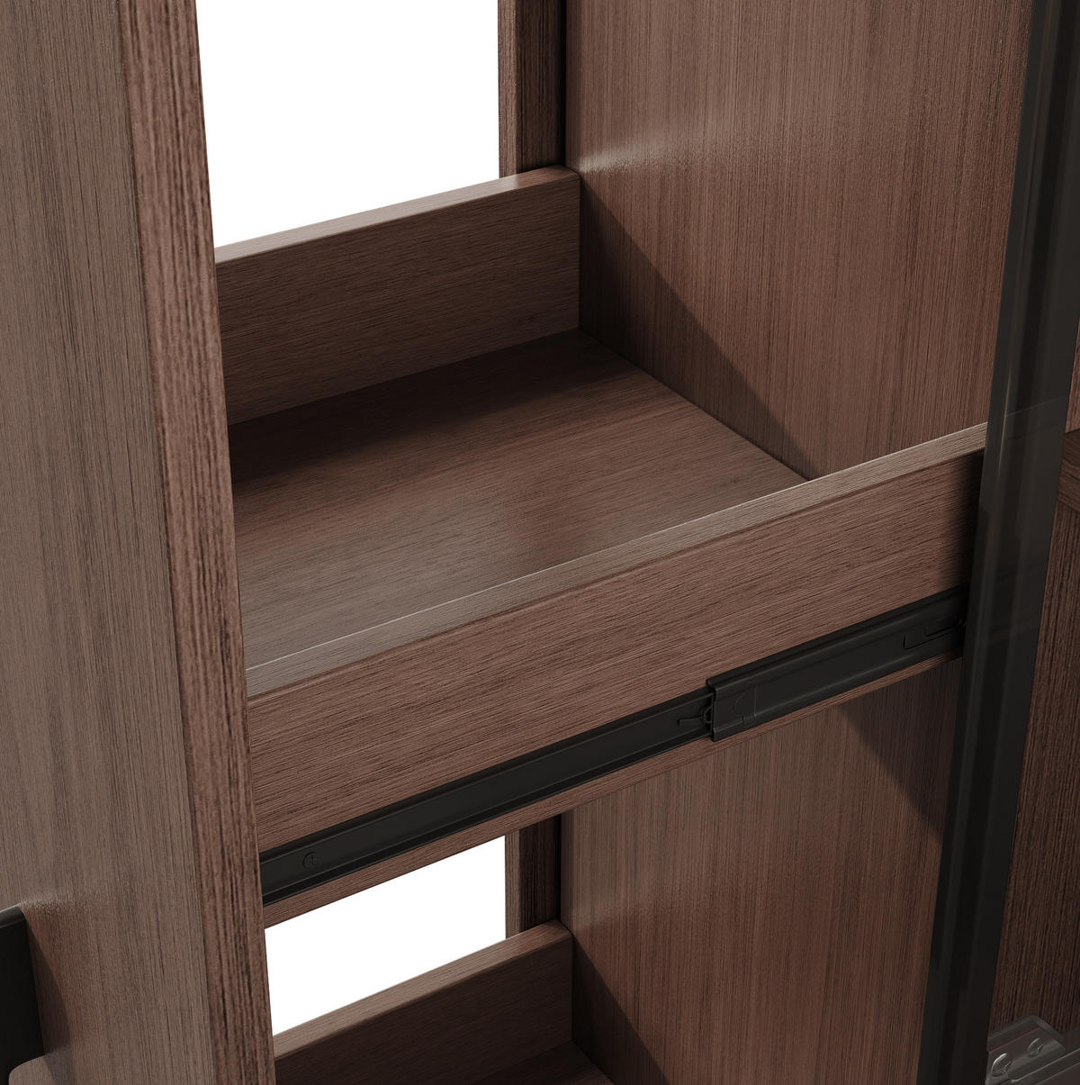 VITRINE aus MDF & Glas 70x38x160cm in Walnussfarben mit LED - Walnussfarben, Holzwerkstoff (70/160/38cm) - Modfu