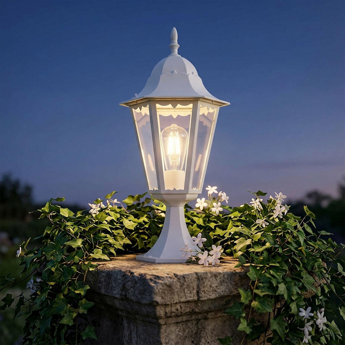 LED SOCKELLEUCHTE NORDERNEY ALUMINIUM Weiß - Weiß, Glas (23.5/23.5/49cm)