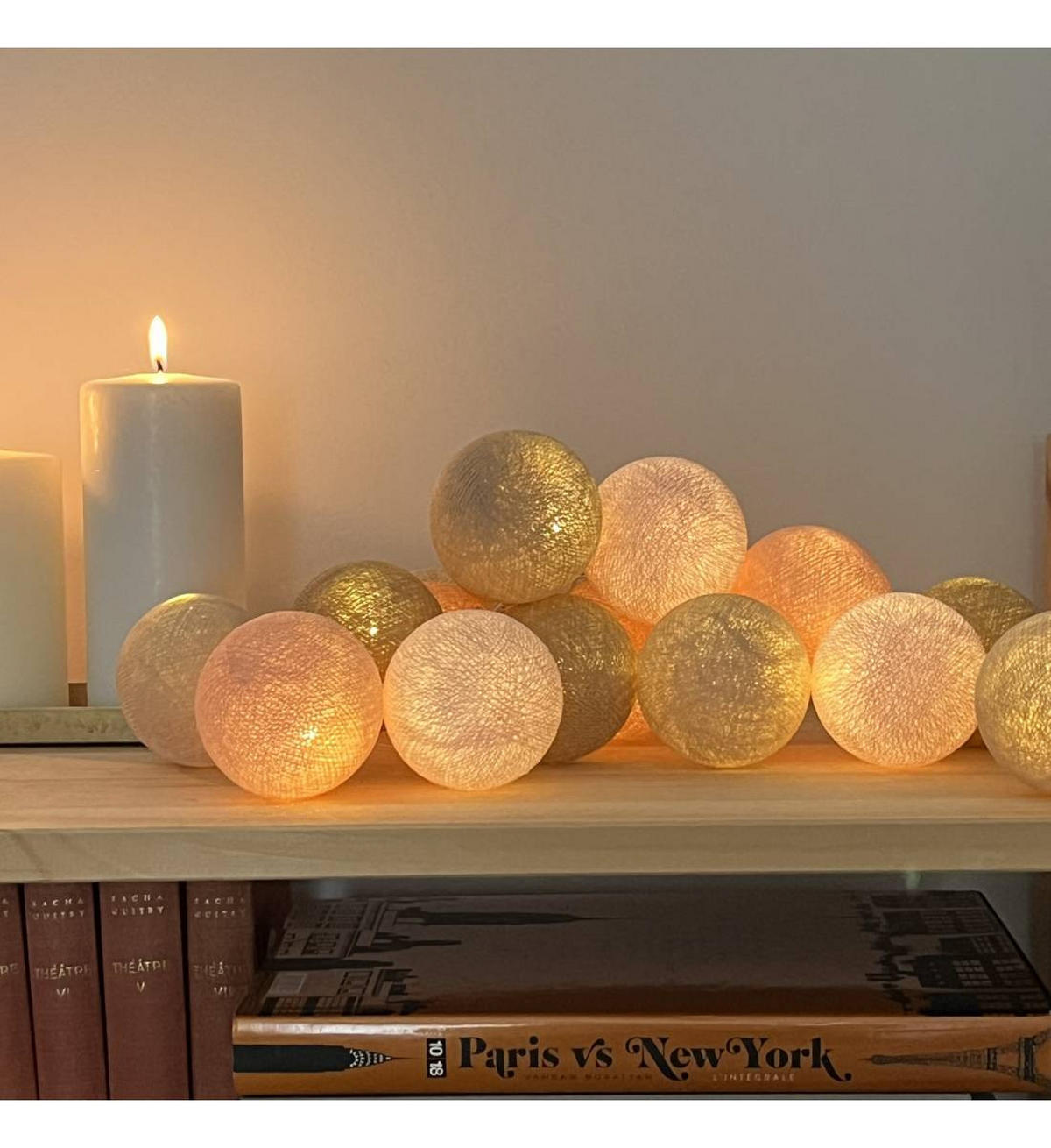 LICHTERKETTE LED Boxen - Olympia - Fleischfarbe - Naturfarben, Textil (165cm) - La case du cousin paul