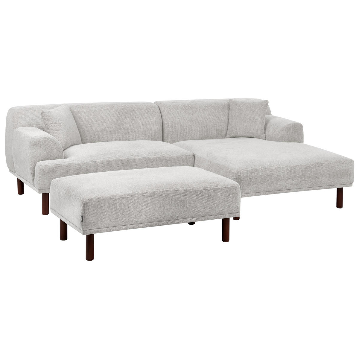 ROHOVÁ POHOVKA 3-místná Látka Světle šedá s otomanem levostranná Holt - světle šedá, textil (241/159cm) - Beliani