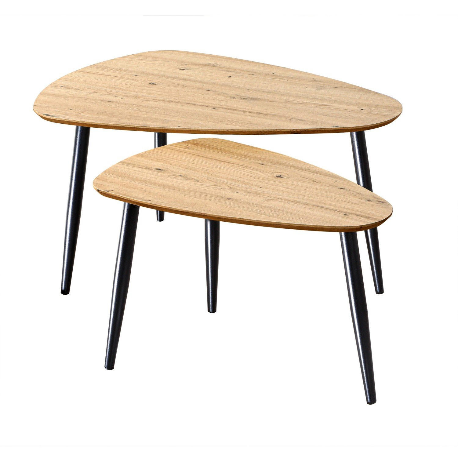 TISCH ineinander 2er-Set mit Metallbeinen 80/60/42 cm - Apfelbaumfarben, Holzwerkstoff (80/60/42cm) - Calicosy