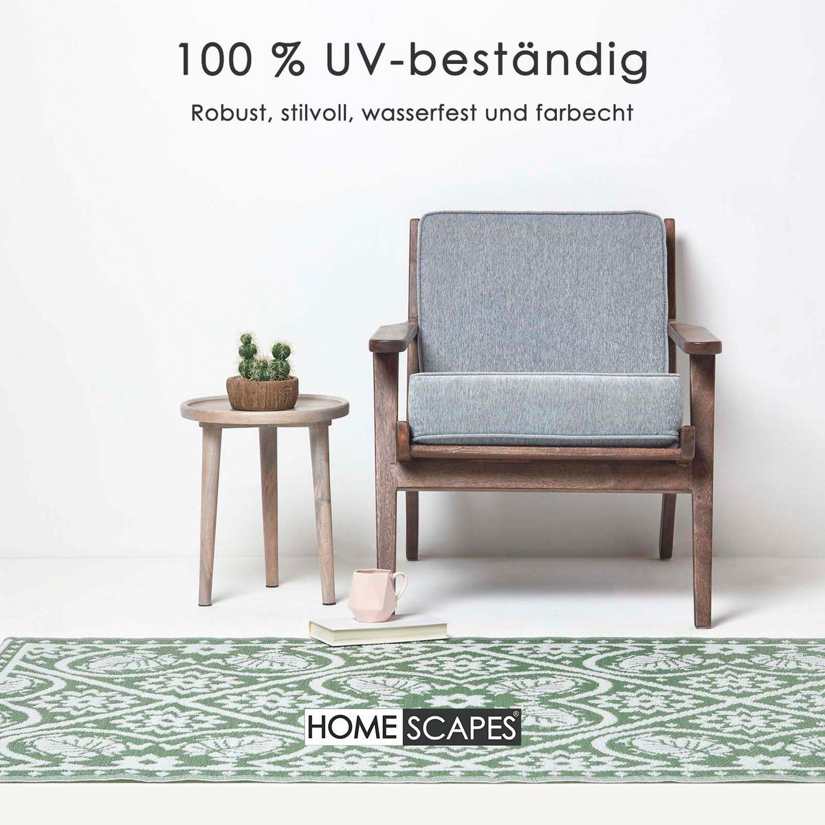 OUTDOORTEPPICH floral gemustert 122/182 cm - Grün, Kunststoff (122/182cm) - Homescapes