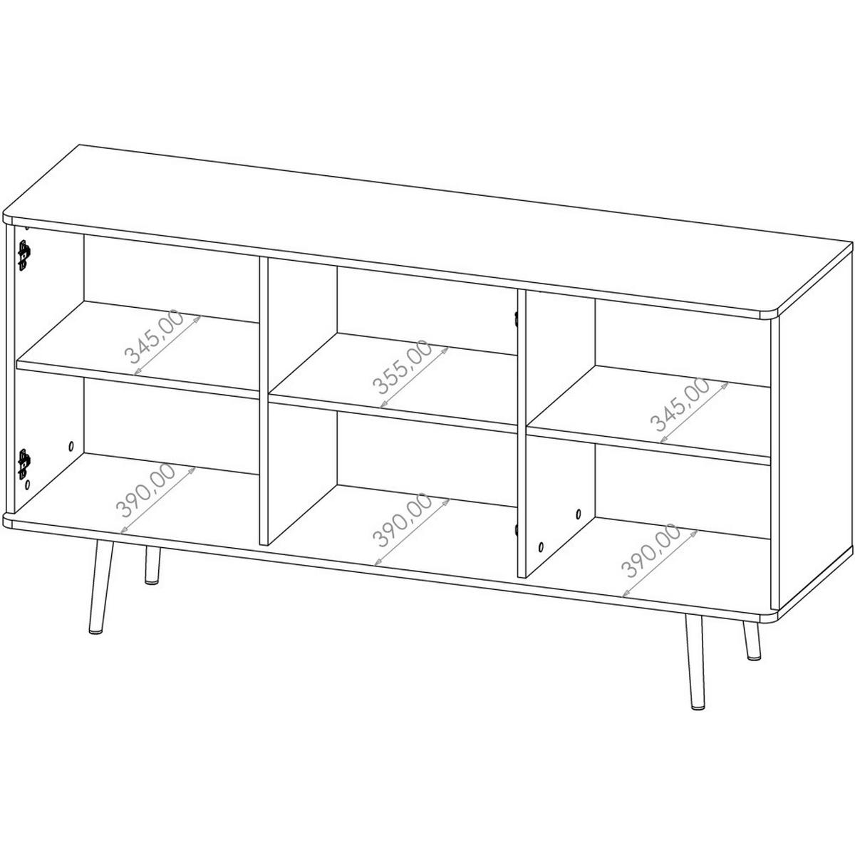 KOMMODE Parini mit 3 Türen, mit Metallbeine, Graphitschwarz/Captains Deck - Eichefarben, Holzwerkstoff/Metall (150/80/41cm) - Beautysofa