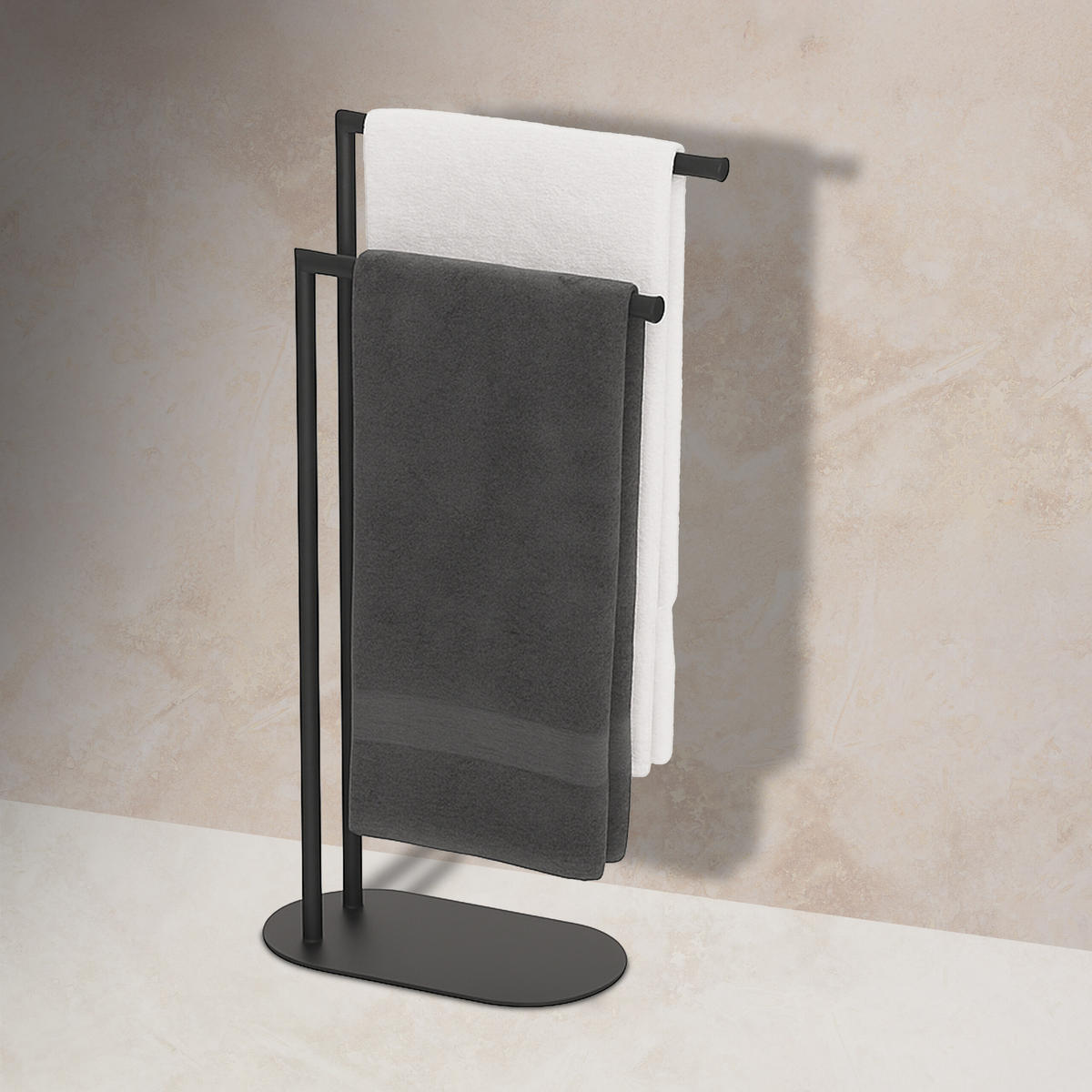 HANDTUCHSTÄNDER - Schwarz, Metall (38.5/78.5/17cm) - Relaxdays