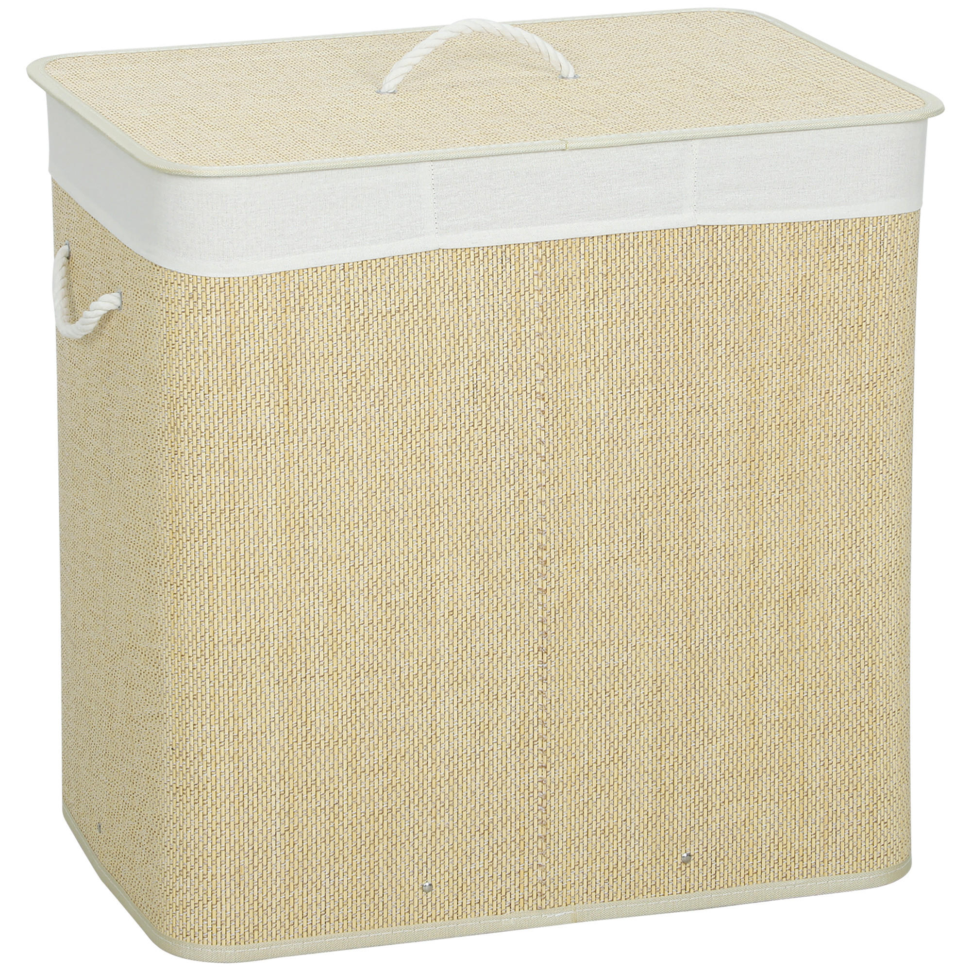 WÄSCHEKORB Bambus Cremeweiß - Creme, Holz (40/60/60cm) - HOMCOM
