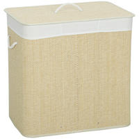 WÄSCHEKORB Bambus Cremeweiß - Creme, Holz (40/60/60cm) - HOMCOM