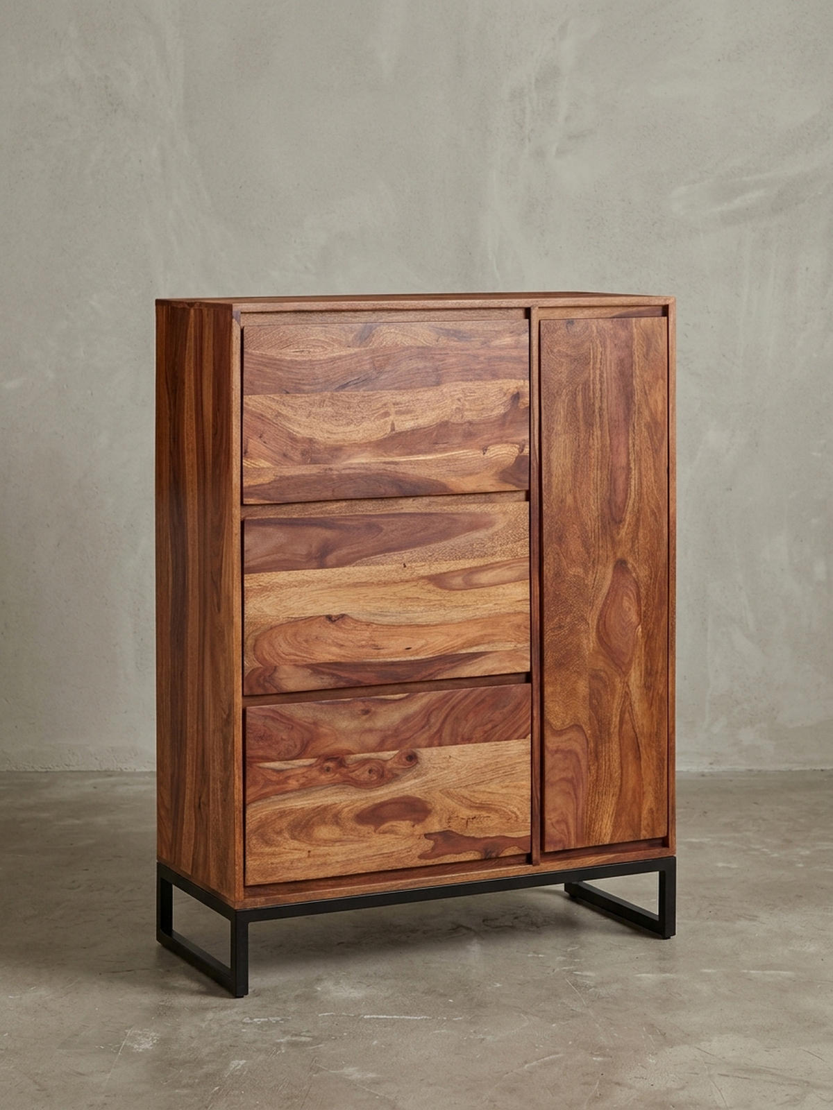 SCHUHSCHRANK – Massivholz, 88x40x120 cm, geschlossen, stilvolles Design - Schwarz/Braun, Holz/Metall (88/120/40cm) - KADIMA DESIGN