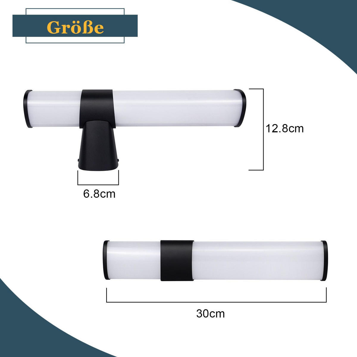 SPIEGELLEUCHTE Wiesbaden(2er-set) 30/6.8/12.8 cm - Schwarz, Kunststoff (30/6.8/12.8cm) - Nettlife