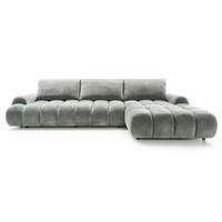 ECKSOFA 340 cm Valerio II, Schlaffunktion, Bettkasten, Rechts, Hellgrau - Hellgrau, Holz (177/340cm) - Emporius