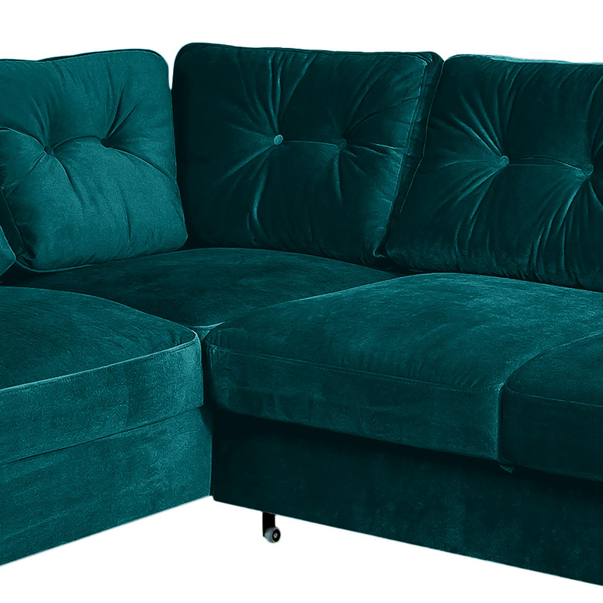 WOHNLANDSCHAFT mit Longchair - Petrol/Schwarz, Buchenholz/Textil (297/90/200cm) - home24