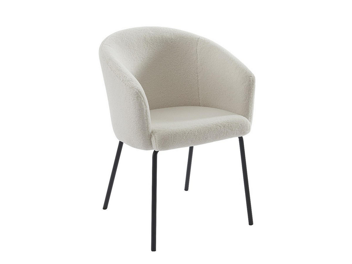 STUHL mit Armlehnen 6er-Set - Bouclé-Stoff & Metall - Cremefarben - MORONI - Creme, Textil (56.5/79/58.5cm) - Pascal Morabito