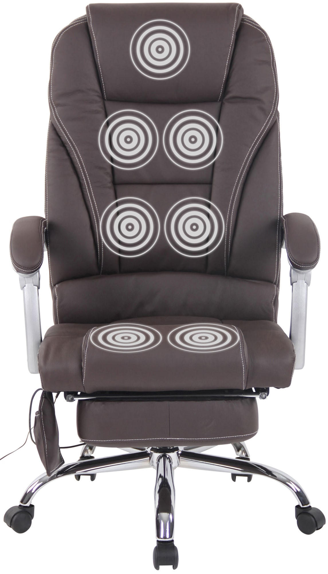 CHEFSESSEL Echtleder Braun - Chromfarben/Braun, Leder/Metall (69/118/64cm) - CLP