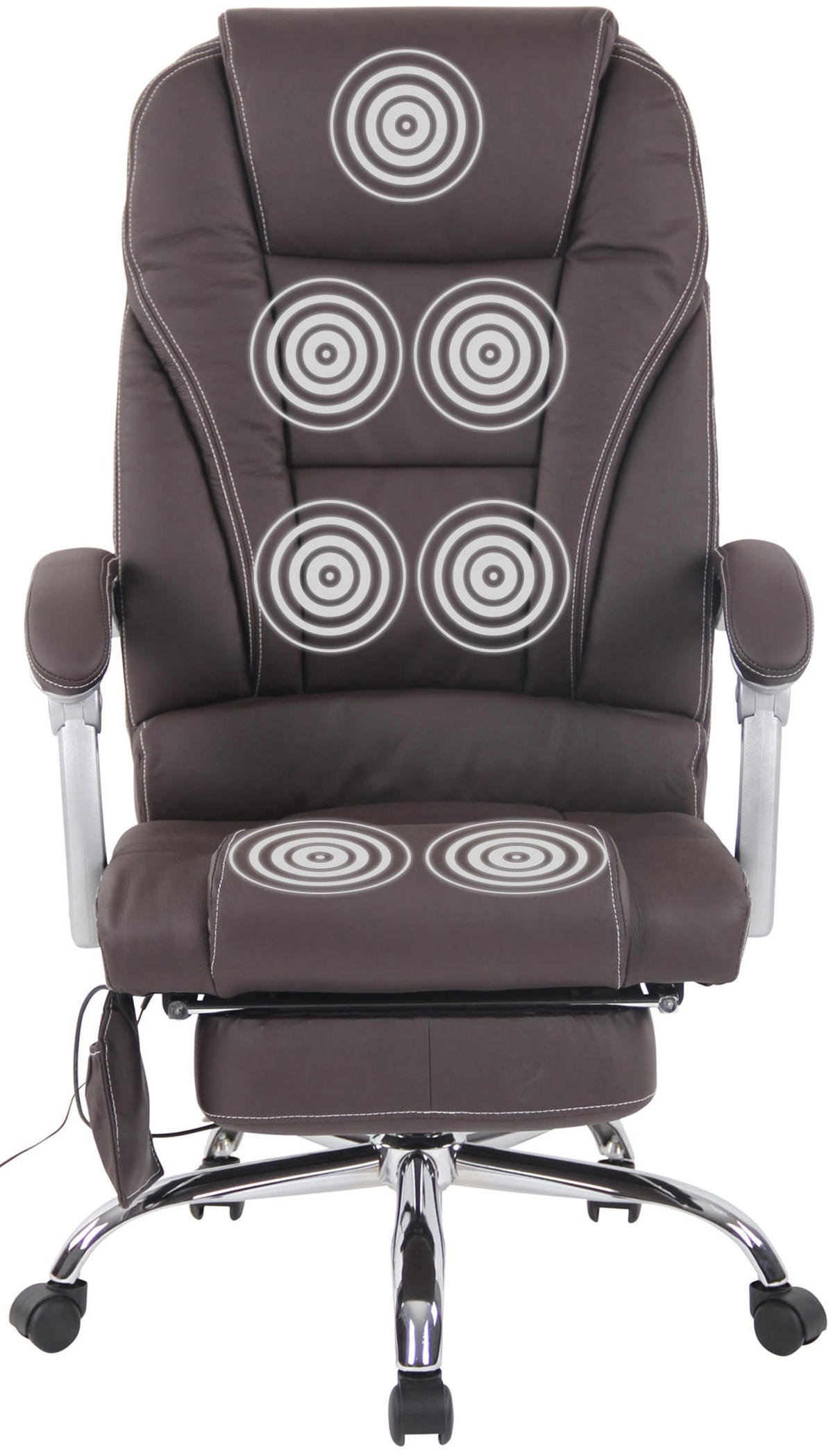 CHEFSESSEL Echtleder Braun - Chromfarben/Braun, Leder/Metall (69/118/64cm) - CLP