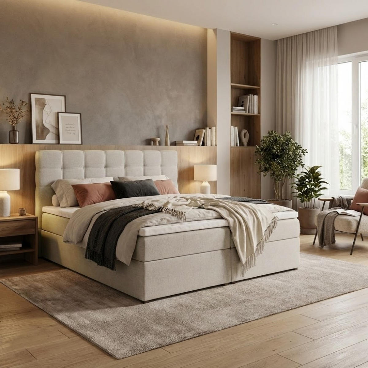 POLSTERBETT Topiq 164/203/103 beige - Beige, Holzwerkstoff/Textil (160/200cm) - Beautysofa