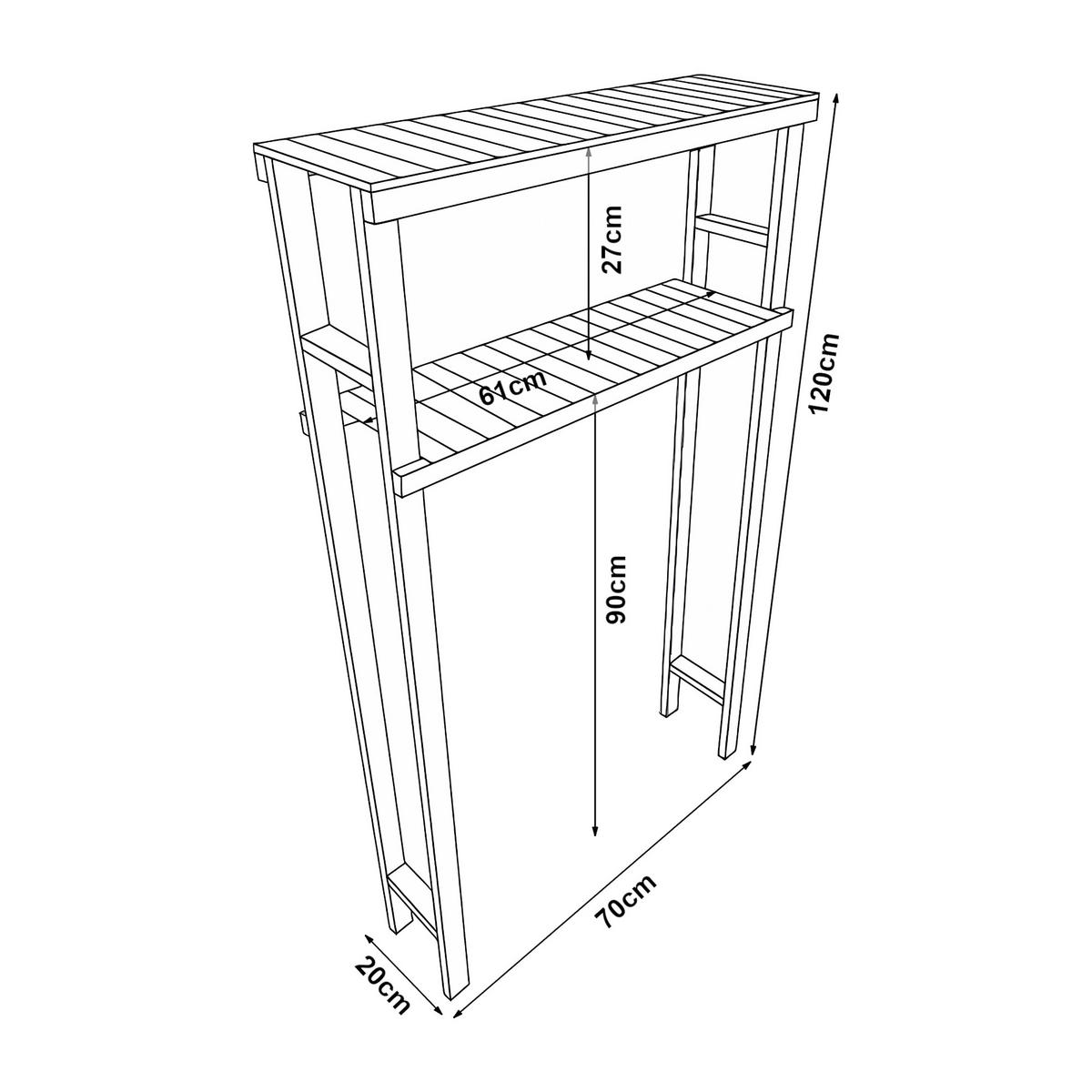 BADEZIMMERREGAL Kinnula - Dunkelbraun, Holz (70/120/20cm) - [en.casa]