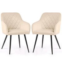 POLSTERSTUHL 2er Set, Metallbeine Beige 54,5/82/58 - Beige, Textil (55/82/58cm) - RAUMHIRSCH FURNITURE
