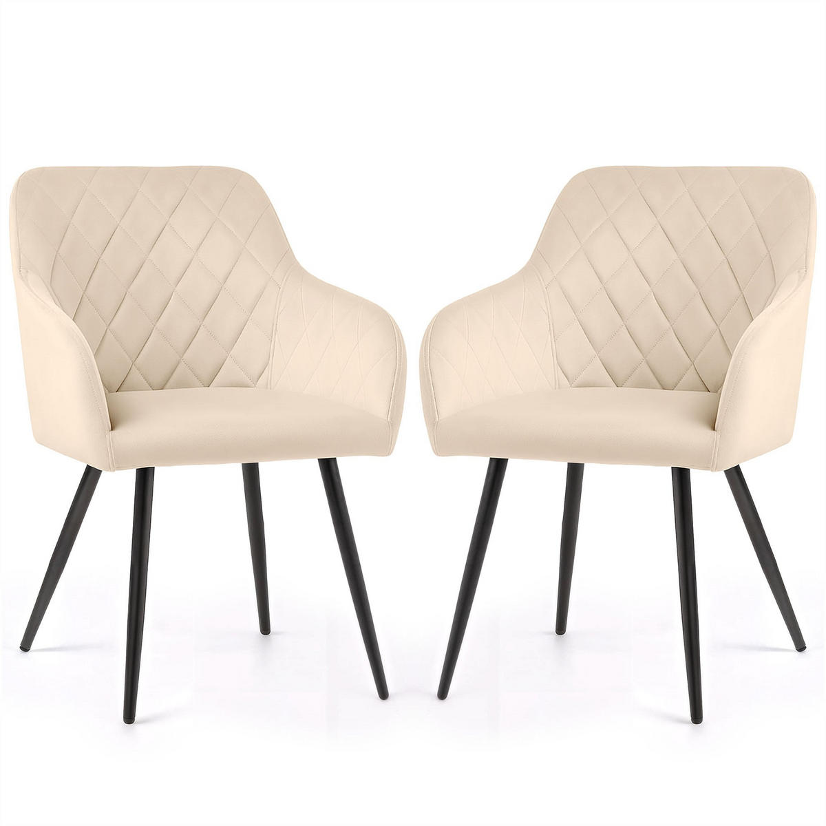 POLSTERSTUHL 2er Set, Metallbeine Beige 54,5/82/58 - Beige, Textil (55/82/58cm) - RAUMHIRSCH FURNITURE