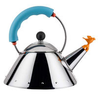 WASSERKESSEL - 9093/1 LAZ - Hellblau - 1 Liter - von Micheal Graves - Silberfarben, Metall (20cm) - Alessi