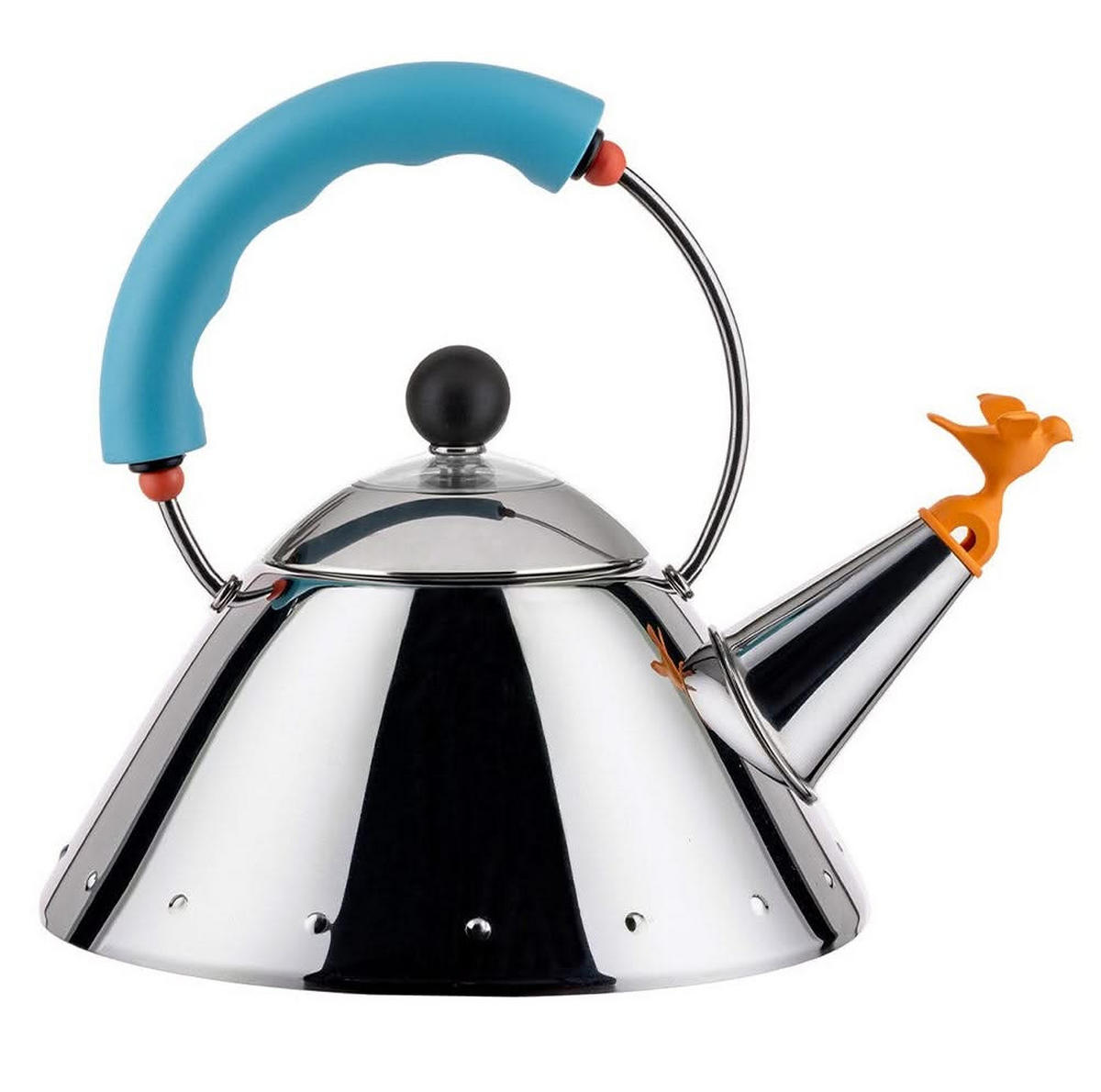 WASSERKESSEL - 9093/1 LAZ - Hellblau - 1 Liter - von Micheal Graves - Silberfarben, Metall (20cm) - Alessi