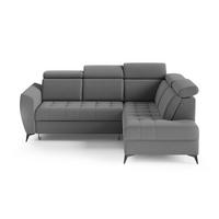 ECKSCHLAFSOFA Aurora II mit verstellbare Kopfstützen, Grau, rechts - Schwarz/Grau, Textil (266/204cm) - Beautysofa