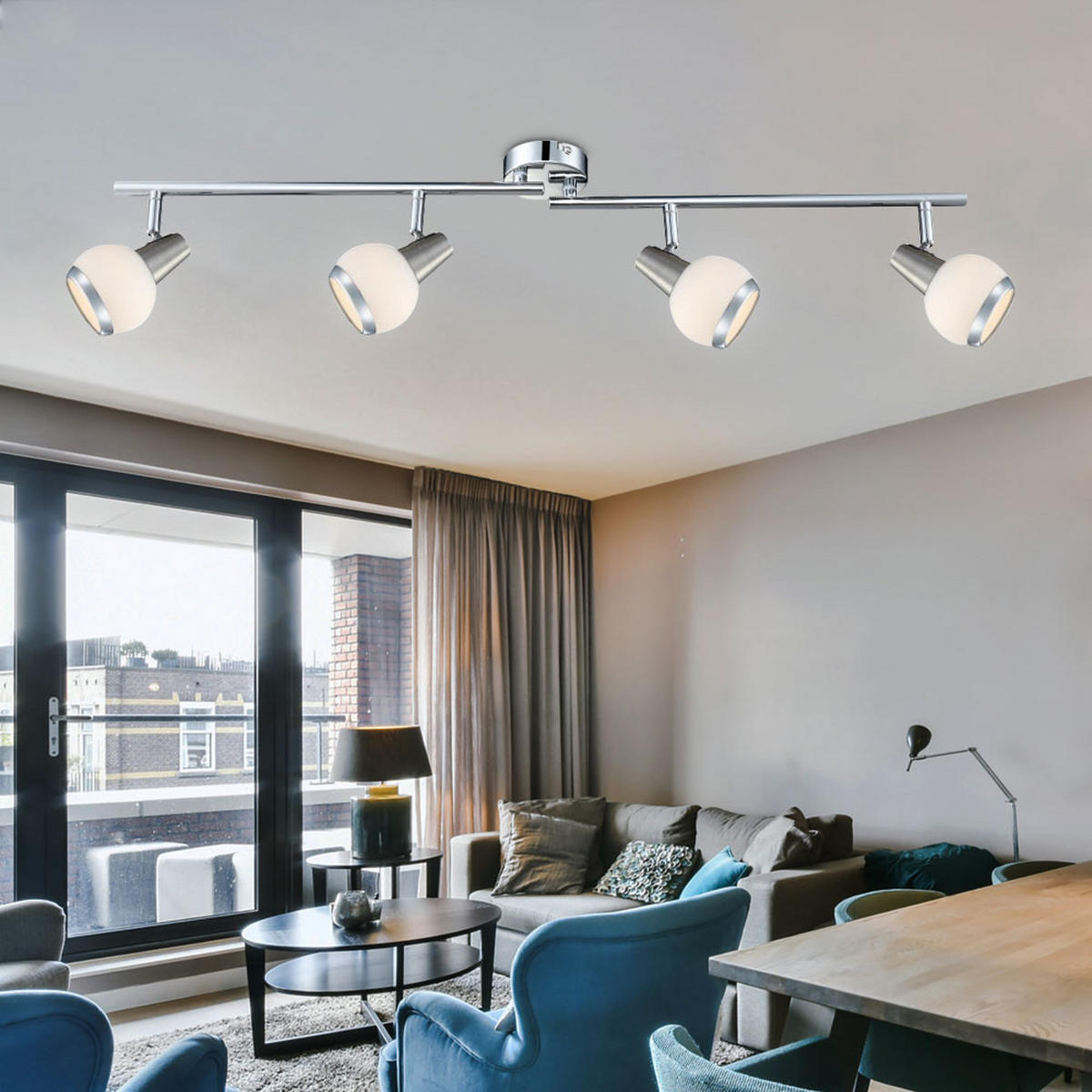 LED DECKENLEUCHTE KARDE Chrom Silber - Silberfarben, Glas (80/8/15cm) - Globo Lighting