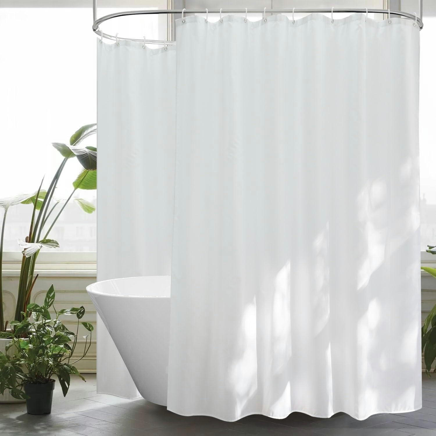 DUSCHVORHANG Textil Weiß 300 x 200 cm Wasserdicht Schnell Trocknend - Weiß, Textil (300/200cm)