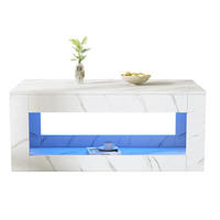 COUCHTISCH 100/50/50 cm Weiß aus Spanplatte mit LED-Beleuchtung - Weiß, Holzwerkstoff (100/50/50cm) - OKMYHOME