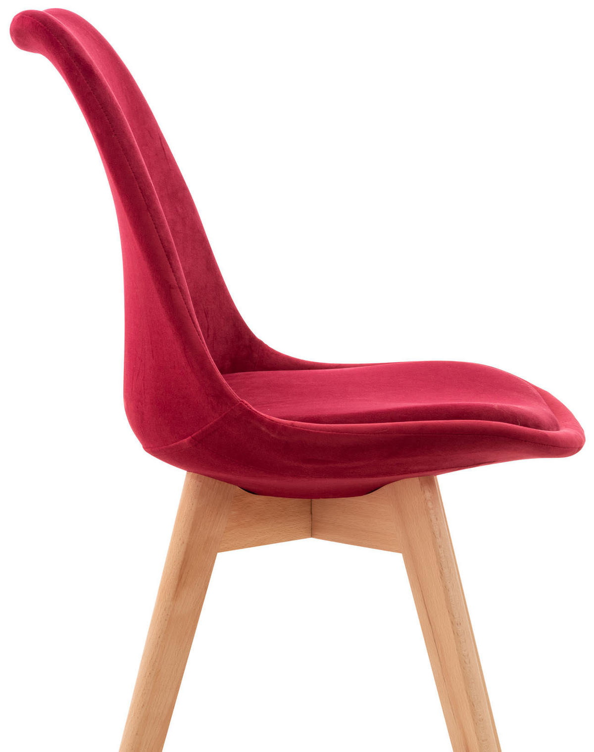 STUHL 4er Set Samt rot - Eukalyptusholzfarben/Rot, Holz/Textil (49/83/50cm) - CLP