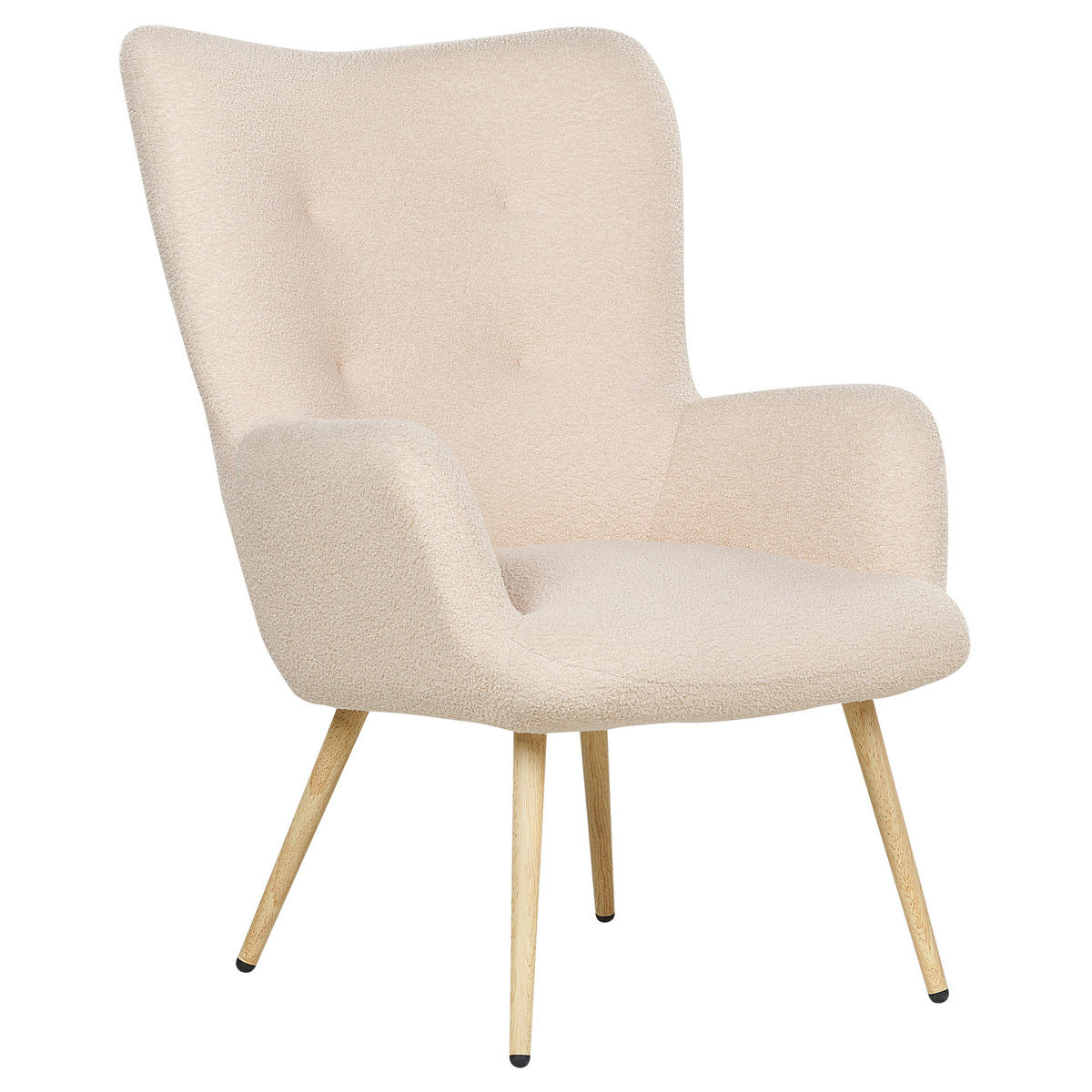 SESSEL Bouclé beige mit Hocker Vejle - Hellbraun/Beige, Textil (67/95/52cm) - Beliani