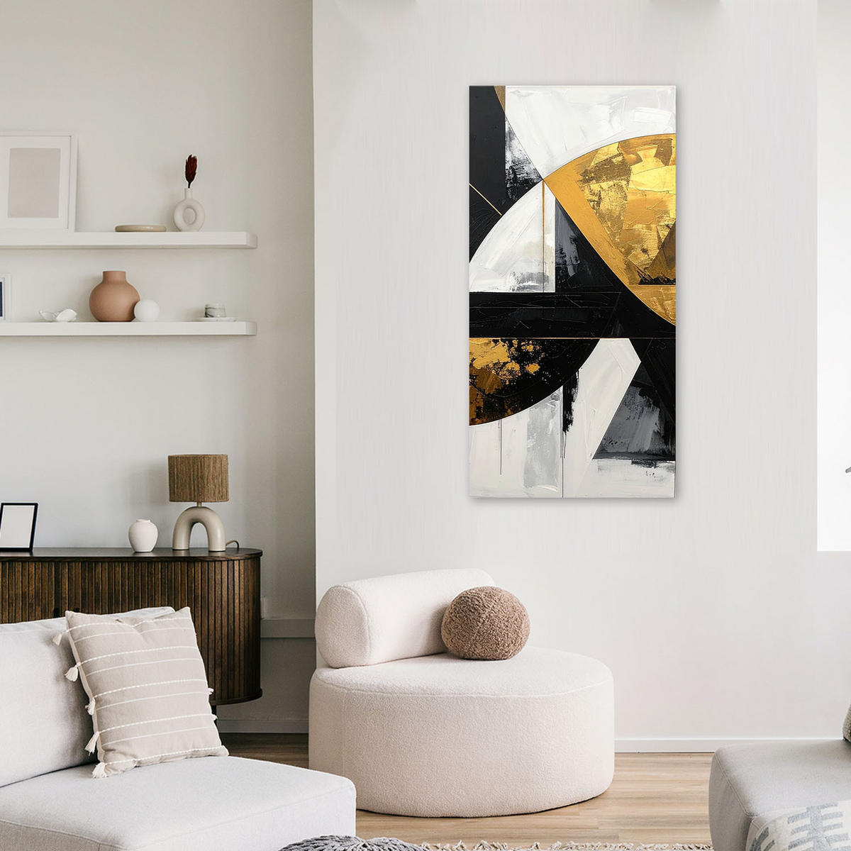 LEINWANDBILD 3D und geometrisch 50x100cm - Goldfarben, Textil (50/100cm) - Feeby