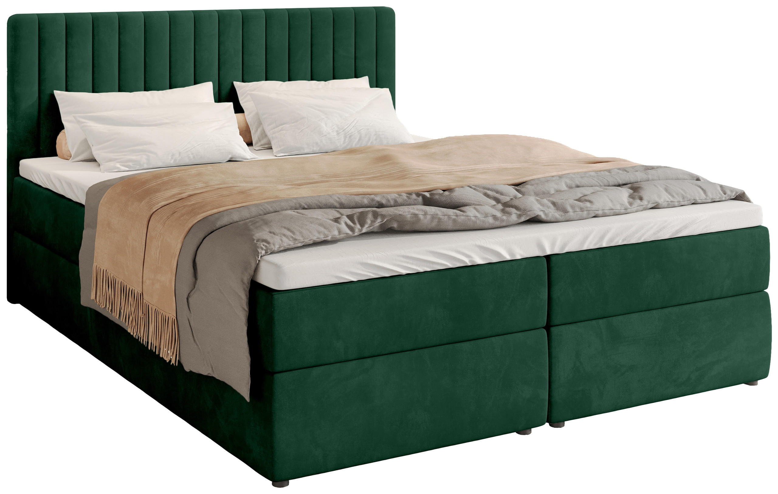 BOXBETT Dream mit Topper 180/200 Grün - Grün, Holzwerkstoff/Textil (180/200cm) - Bromarkt