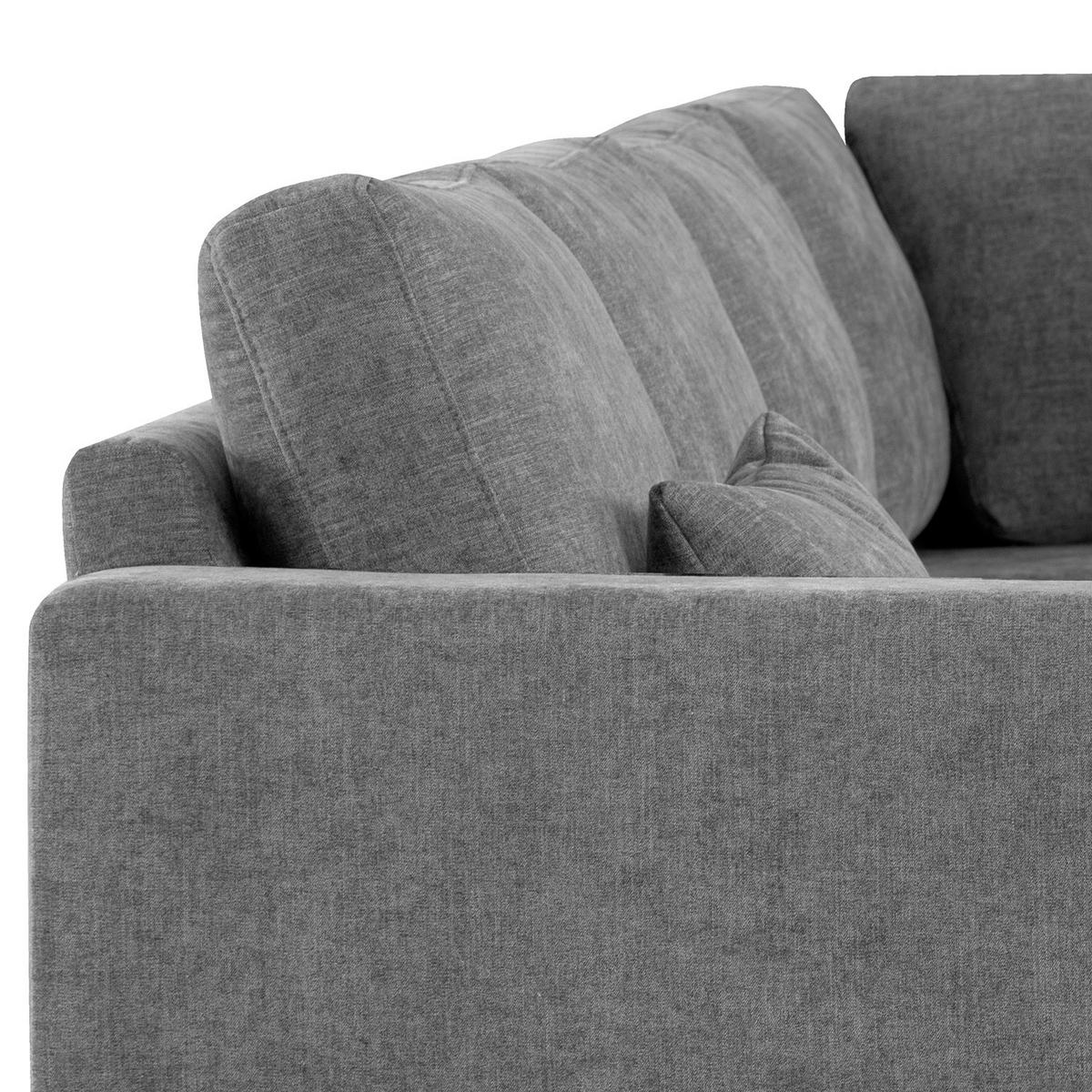 ECKSOFA mit Ottomane - Eichefarben/Dunkelgrau, Eichenholz/Textil (287/219cm) - home24