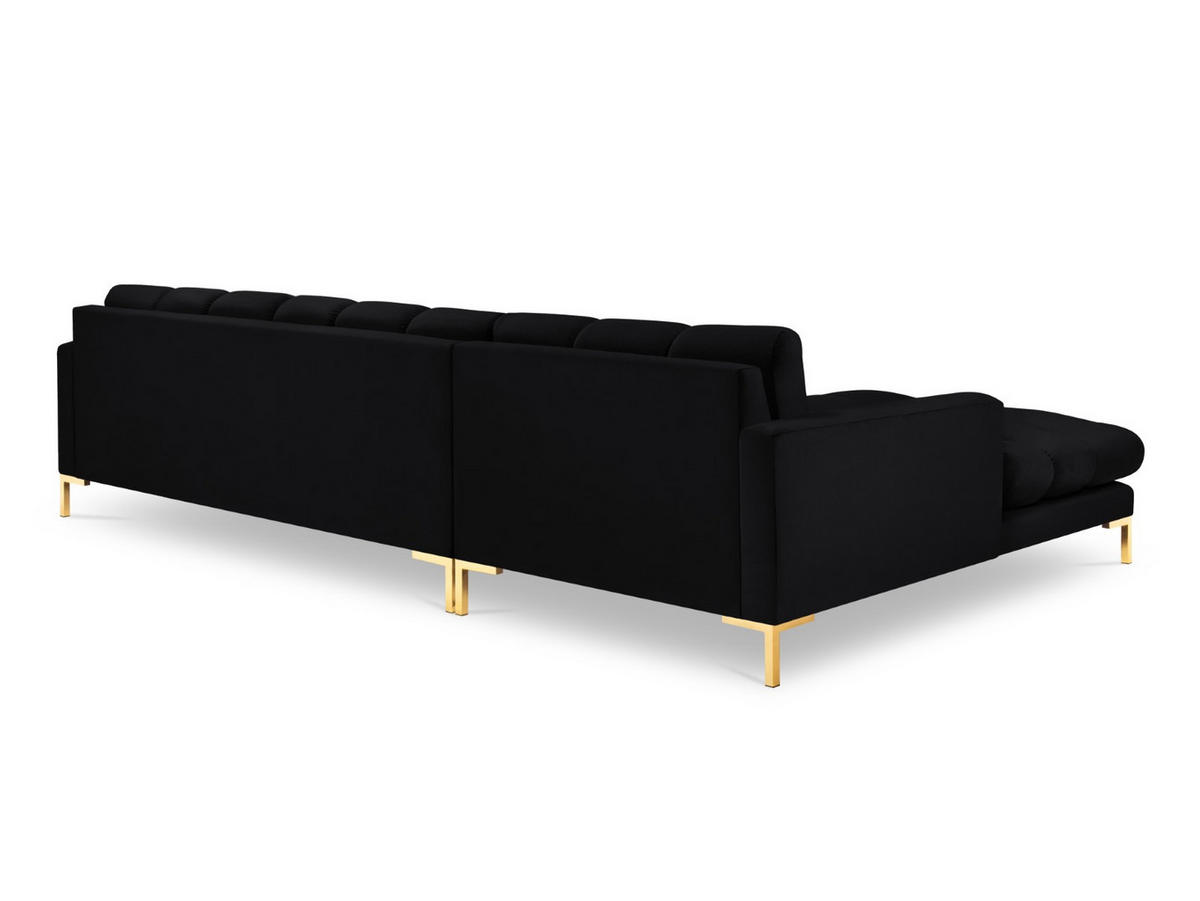 ECKSOFA links Mamaia aus Samt schwarz 5 Sitzplätze - Schwarz, Textil (185/293cm) - Micadoni