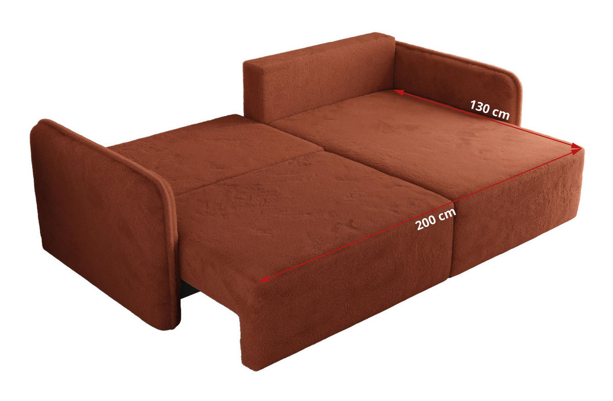 ECKSCHLAFSOFA MESTO L Orange Plüsch - links - Schwarz/Orange, Kunststoff/Textil (227/147cm) - MKS