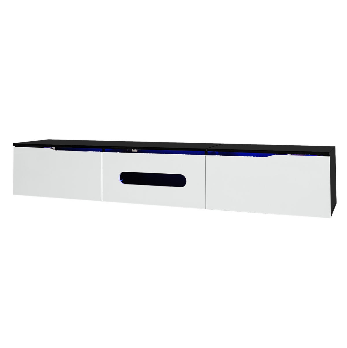 WANDLOWBOARD 180/35/30 cm mit LED-Beleuchtung und Kabeldurchlass - Schwarz, Holzwerkstoff (180/30/35cm) - BEAOK