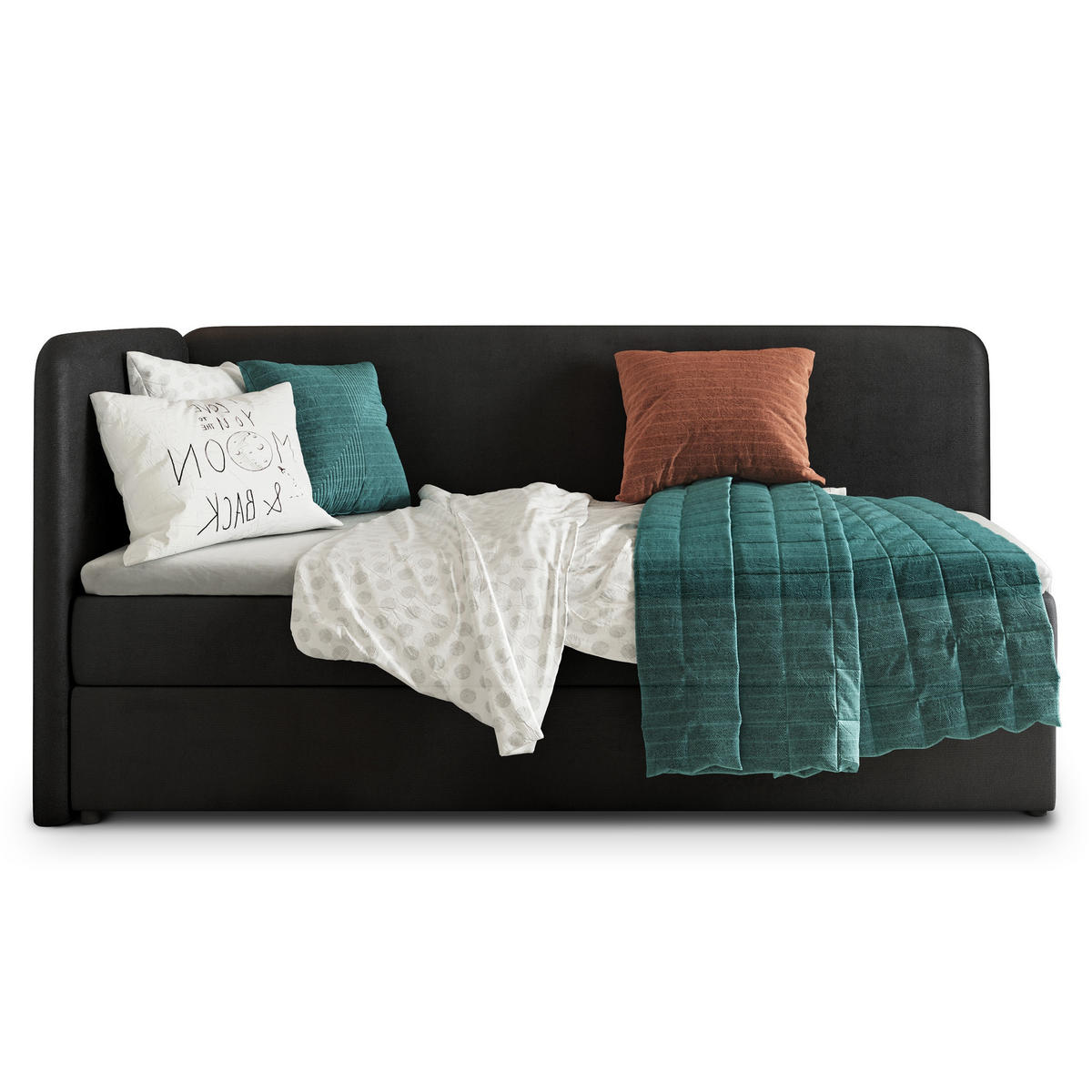 POSTEL BOXSPRING GINA 90x200 cm, s matrací a úložným prostorem, černá - černá, kompozitní dřevo/textil (90/200cm) - MASSENO