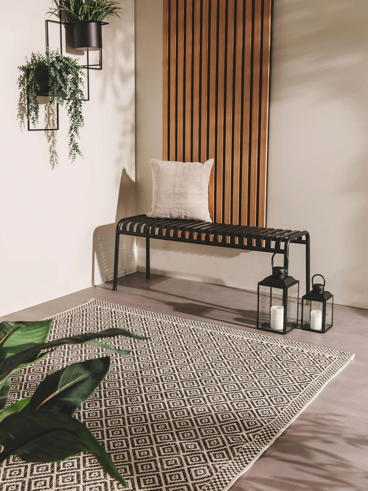 OUTDOORTEPPICH Cleo Weiß/Schwarz 240x340 cm - Weiß, Textil (240/340cm) - benuta Nest
