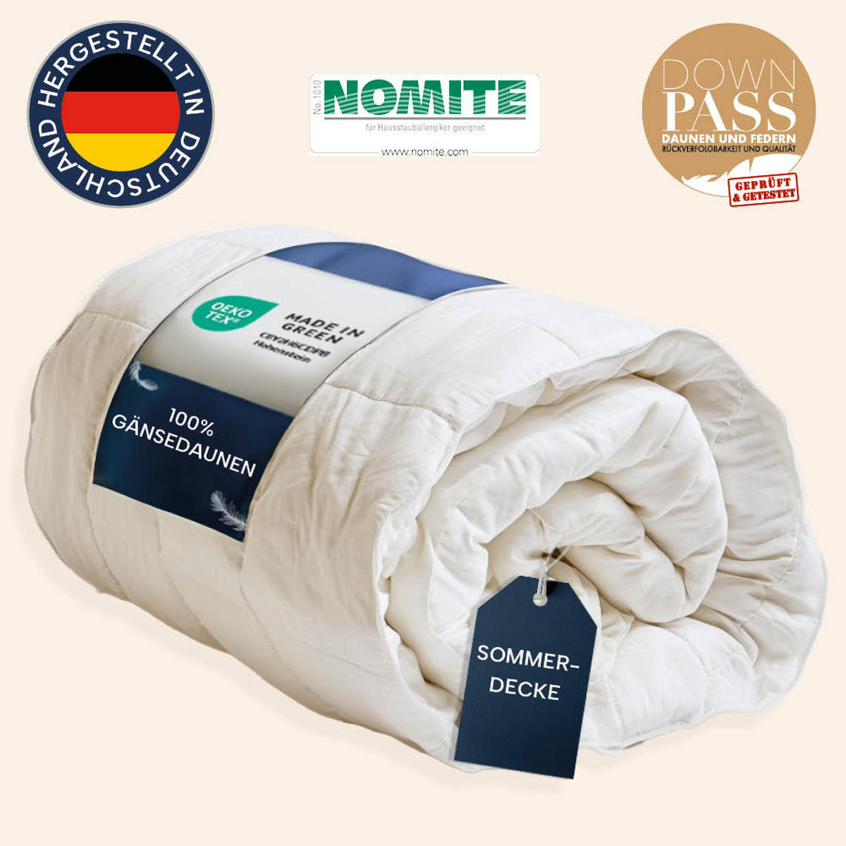 DAUNENDECKE 200x200 Extra leicht, FIRST CLASS - Weiß, Textil (200/200cm) - casimum