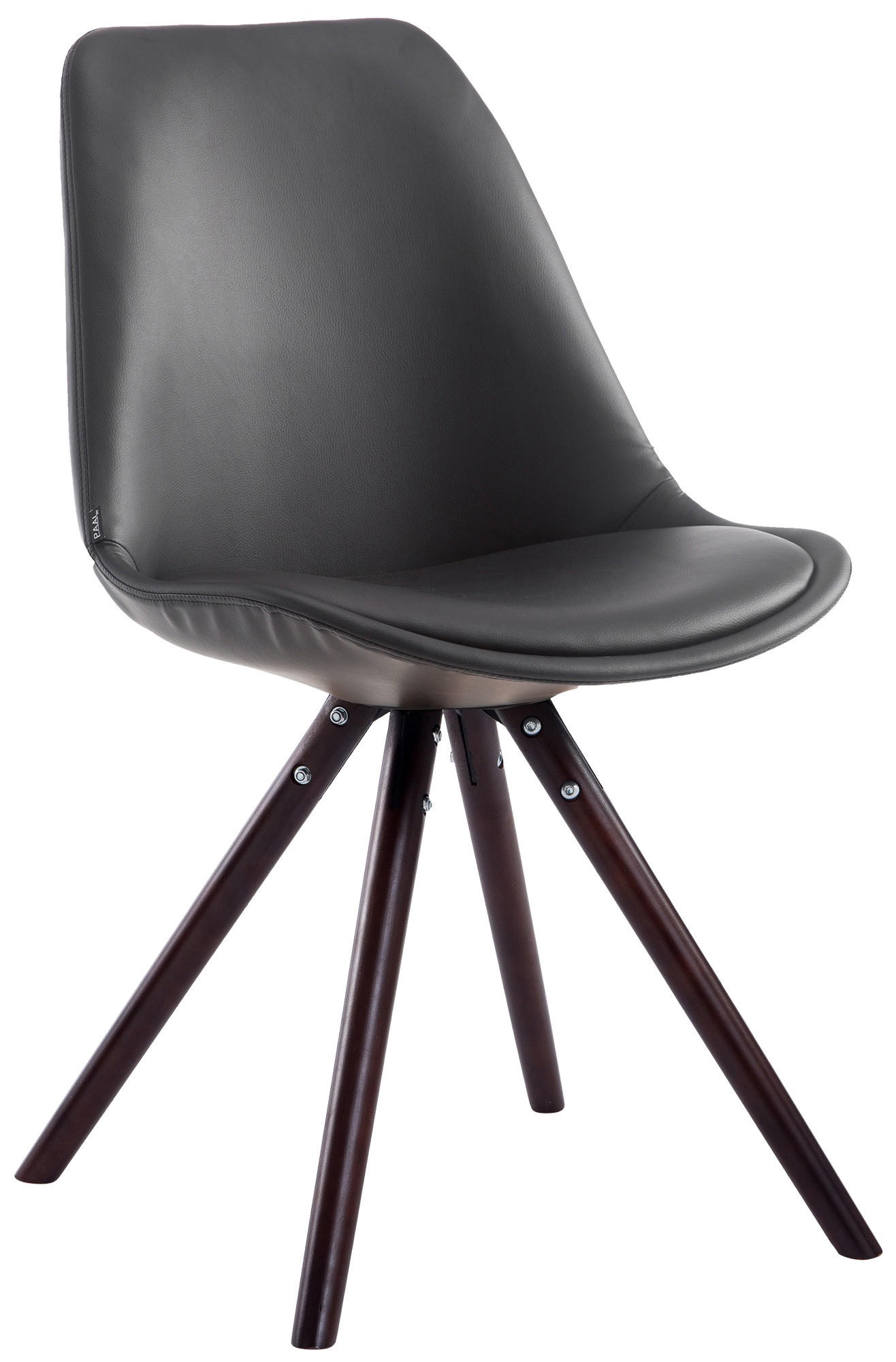 STUHL Lederlook Schwarz - Schwarz/Cappuccino, Holz/Textil (48/84/56cm) - CLP