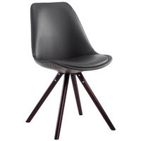 STUHL Lederlook Schwarz - Schwarz/Cappuccino, Holz/Textil (48/84/56cm) - CLP